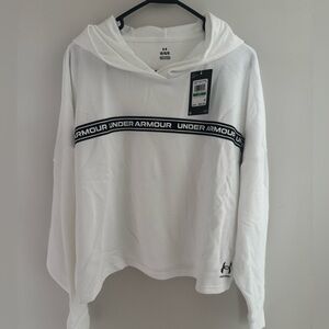 Under Armour White Hoodie cropped with Black Accents